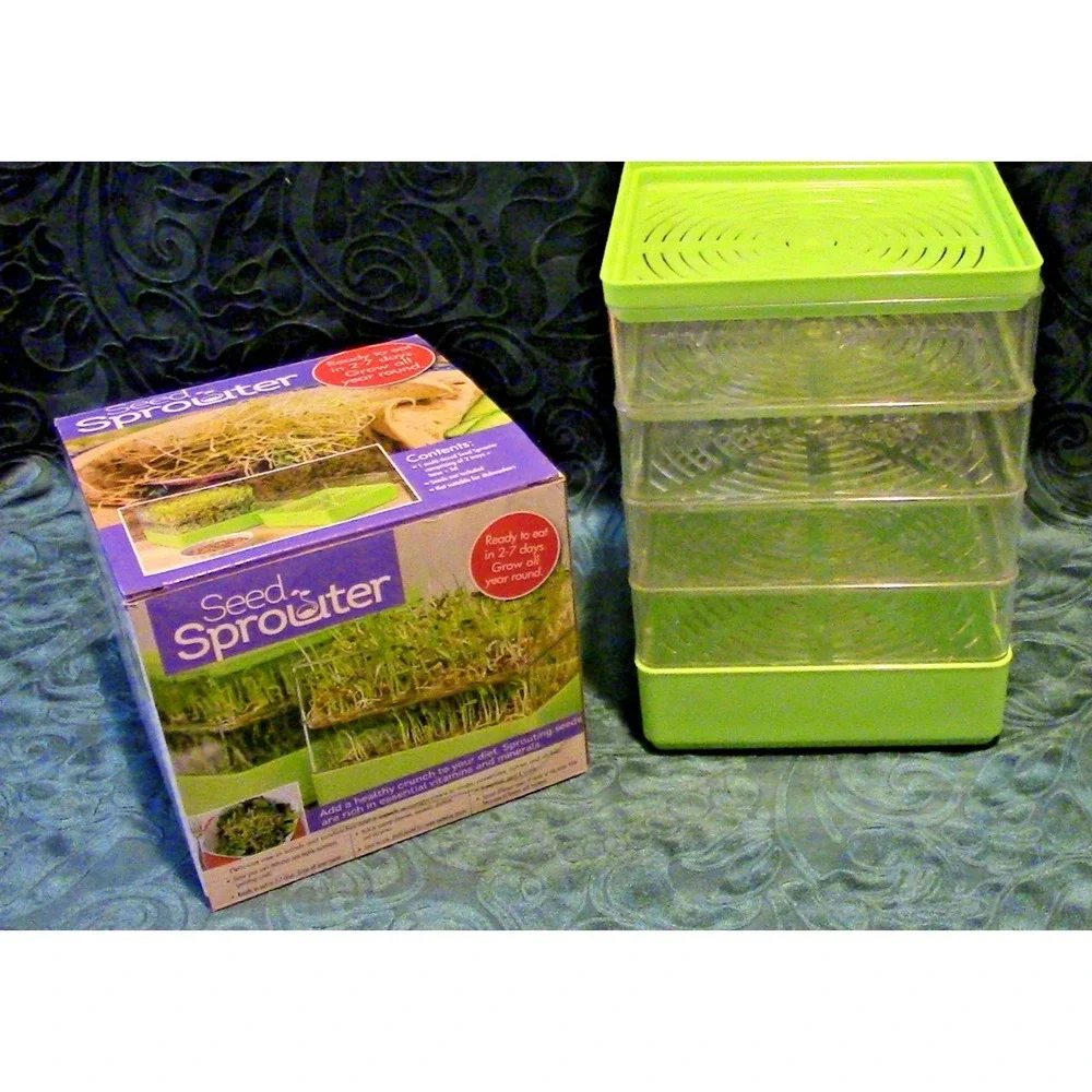 4-Tier Seed Sprouter Kit, Stackable Growing Trays for Bean and Micro Green Seeds